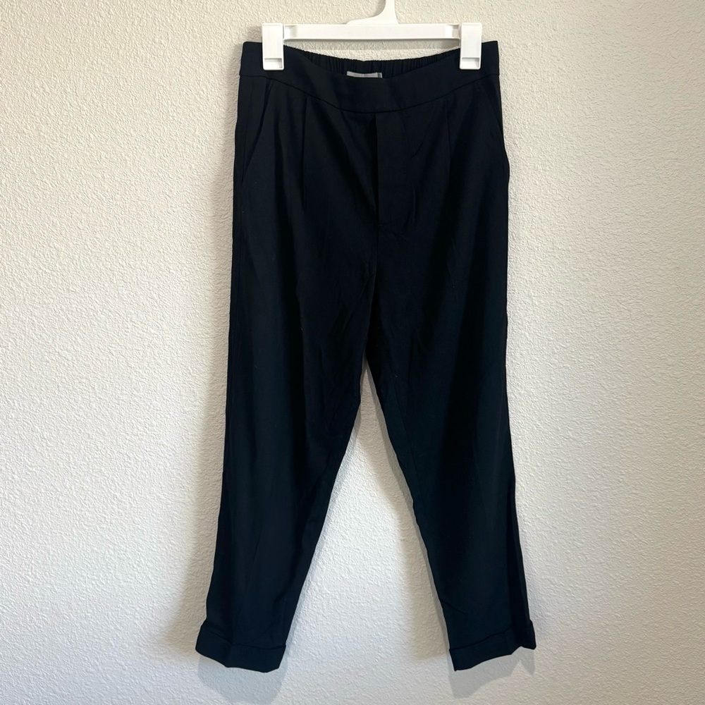 Vince Womens Medium Black‎ Trouser Pleaded Cuffed Casual Work Preppy Minimalist